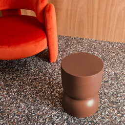 Sweeek - Side Table End Table Metal Bedside Table Diam.32 X H42Cm Madi Terracotta 32X32X42 Cm - thumbnail 6