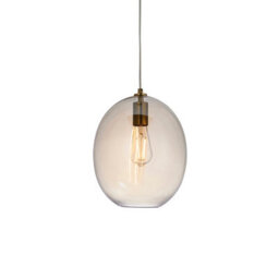 Luminosa Lighting Luminosa Kelda Oval Dome Pendant Ceiling Light Satin Brass Plate, Champagne Lustre Glass, 1X E27 - thumbnail 1