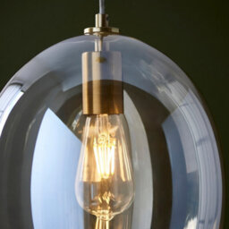 Luminosa Lighting Luminosa Kelda Oval Dome Pendant Ceiling Light Satin Brass Plate, Champagne Lustre Glass, 1X E27 - thumbnail 5