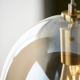 Luminosa Lighting Luminosa Kelda Oval Dome Pendant Ceiling Light Satin Brass Plate, Champagne Lustre Glass, 1X E27 - thumbnail 4