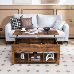 Costway Lift Top Coffee Table Modern Wooden Lift Top Dining Cocktail Table Living Room - thumbnail 4