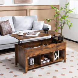 Costway Lift Top Coffee Table Modern Wooden Lift Top Dining Cocktail Table Living Room - thumbnail 3