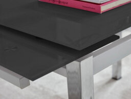 Furniturebox Enna Black Glass Extending Dining Table And 4 Mustard Milan Chairs - thumbnail 3