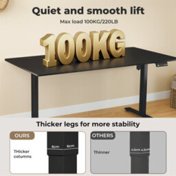 Levede Electric Standing Desk Adjustable Height Black Metal Frame - thumbnail 6