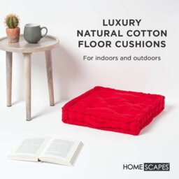 Homescapes Cotton Red Floor Cushion, 40 X 40 Cm - thumbnail 2