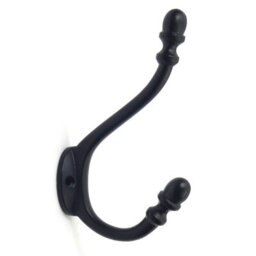 Oakcrafts - Acorn Design Coat Hook In Epoxy Black Finish - 130mm - Pack Of 5 Hooks - thumbnail 1
