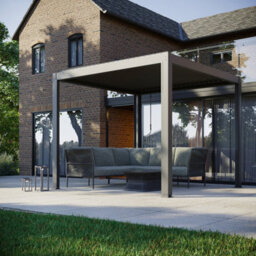 Pergostet 3M X 3M Pergola With 3 Drop Sides And Led Lighting In Grey - thumbnail 2