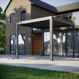 Pergostet 3M X 3M Pergola With 3 Drop Sides And Led Lighting In Grey