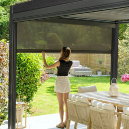 Pergostet 3M X 3M Pergola With 3 Drop Sides And Led Lighting In Grey - thumbnail 7