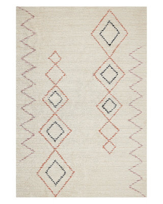 Beliani Beige Cotton Rug 140 X 200 Cm Hand-Tufted Geometric - image 1