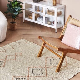 Beliani Beige Cotton Rug 140 X 200 Cm Hand-Tufted Geometric - thumbnail 2