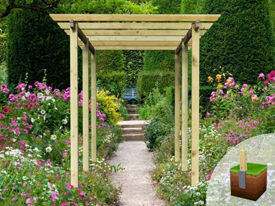 Edecks Royal Walkway Wooden Garden Pergola (W 2400mm X D 3600mm) With Bolt Down Anchors (2.7M) - image 1