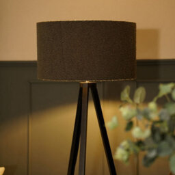 Valuelights Barbro Black Tripod Floor Lamp With Charcoal Boucle Shade - thumbnail 3