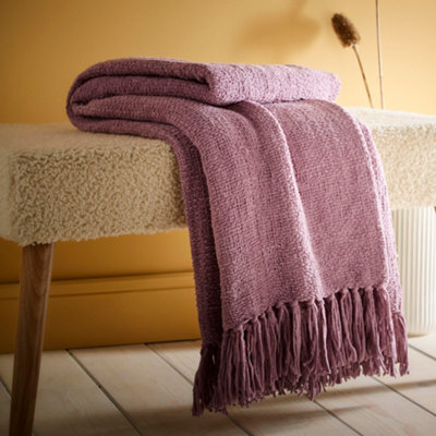 Appletree Chenille Eco-Friendly Textured Purple Throw - image 1