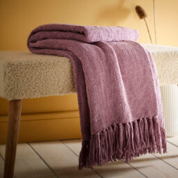 Appletree Chenille Eco-Friendly Textured Purple Throw - thumbnail 1