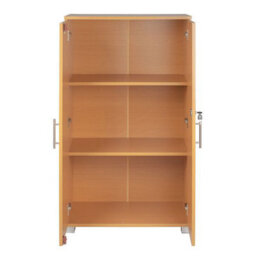 MMT Funiture Designs Beech Wooden Filing Cabinet With 2 Shelves - 2 Door Lockable Filing Cabinet - Tall Wood Office Storage Cupboard Organiser - thumbnail 4