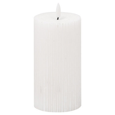 Hill Interiors Luxe Collection Ribbed Natural Glow Electric Candle White (23Cm X 9Cm X 9Cm) - image 1