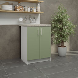 Jd Greta Kitchen Base Unit 600mm Storage Cabinet With Door Shelf 60Cm Sage Green Matt With Worktop - thumbnail 2