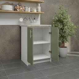 Jd Greta Kitchen Base Unit 600mm Storage Cabinet With Door Shelf 60Cm Sage Green Matt With Worktop - thumbnail 3