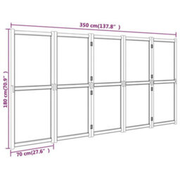 Berkfield 5-Panel Room Divider Cream White 350X180 Cm - thumbnail 9