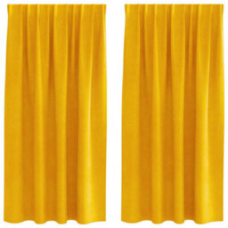 Berkfield Blackout Curtains With Top Tape 2 Pcs Mustard Yellow Velvet - thumbnail 2