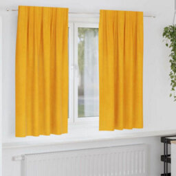 Berkfield Blackout Curtains With Top Tape 2 Pcs Mustard Yellow Velvet