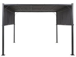 Beliani Premier Pergola Grey Steel 310 X 310 Cm Square Pavilion With Sliding Canopy And Solar Led Lights - thumbnail 1