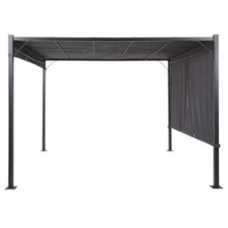 Beliani Premier Pergola Grey Steel 310 X 310 Cm Square Pavilion With Sliding Canopy And Solar Led Lights - thumbnail 5