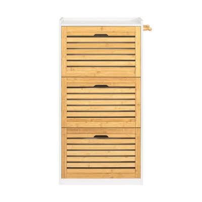 Sobuy Fsr108-Nw, Shoe Cabinet Shoe Rack Shoe Storage Cupboard Organizer With 3 Drawers ,w55Xd30Xh112 - image 1