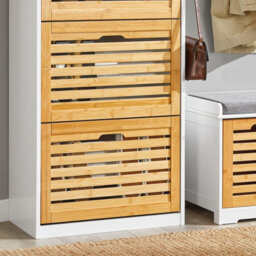 Sobuy Fsr108-Nw, Shoe Cabinet Shoe Rack Shoe Storage Cupboard Organizer With 3 Drawers ,w55Xd30Xh112 - thumbnail 6