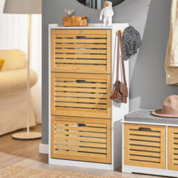 Sobuy Fsr108-Nw, Shoe Cabinet Shoe Rack Shoe Storage Cupboard Organizer With 3 Drawers ,w55Xd30Xh112 - thumbnail 2