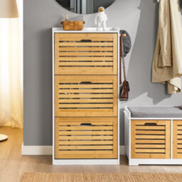 Sobuy Fsr108-Nw, Shoe Cabinet Shoe Rack Shoe Storage Cupboard Organizer With 3 Drawers ,w55Xd30Xh112 - thumbnail 8