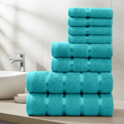Casabella Towels Set, 8 Pc Towels For Bathroom, 100% Cotton, 2 Bath Towels, 2 Hand Towels, 4 Face Cloth, Jade - image 1