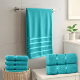 Casabella Towels Set, 8 Pc Towels For Bathroom, 100% Cotton, 2 Bath Towels, 2 Hand Towels, 4 Face Cloth, Jade - thumbnail 7