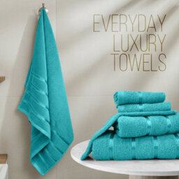 Casabella Towels Set, 8 Pc Towels For Bathroom, 100% Cotton, 2 Bath Towels, 2 Hand Towels, 4 Face Cloth, Jade - thumbnail 3