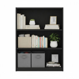 Walplus Jaya 3-Tier Adjustable Shelf Bookcase, Blackwood Wood Effect - thumbnail 4