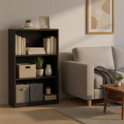 Walplus Jaya 3-Tier Adjustable Shelf Bookcase, Blackwood Wood Effect - thumbnail 6