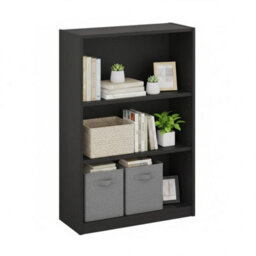 Walplus Jaya 3-Tier Adjustable Shelf Bookcase, Blackwood Wood Effect - thumbnail 3