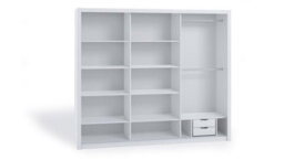 Arte Bono Sliding Door Wardrobe With Centre Mirror - Spacious Bedroom Storage In White Matt - W2500mm X H2150mm X D620mm - thumbnail 2