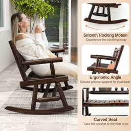 Costway Patio Rocking Bench Carbonized Wood Double Rocker Lovesear W/ Ergonomic Seat - thumbnail 7