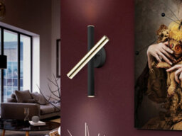Luminosa Lighting Luminosa Varas Integrated Led Wall Light, Glossy Gold, Matt Black - Uk Stock