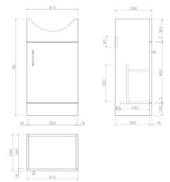 Affine Bathroom Vanity Unit Basin Sink Single Tap Hole Freestanding 450mm Oak Effect - thumbnail 6