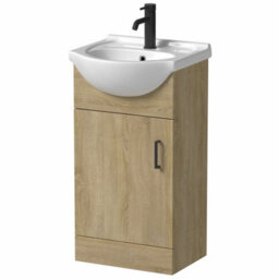 Affine Bathroom Vanity Unit Basin Sink Single Tap Hole Freestanding 450mm Oak Effect - thumbnail 4
