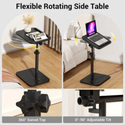 Black Lifting C Shaped Side Table Swivel Laptop Desk For Living Room Tea Table - thumbnail 5