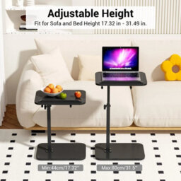 Black Lifting C Shaped Side Table Swivel Laptop Desk For Living Room Tea Table - thumbnail 3