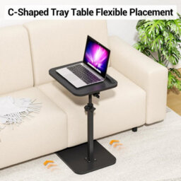 Black Lifting C Shaped Side Table Swivel Laptop Desk For Living Room Tea Table - thumbnail 2