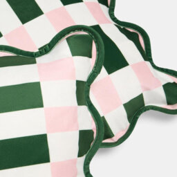 Ohs 2 X Scallop Edge Checkerboard Matte Velvet Cushion Covers - Pink/green - thumbnail 4