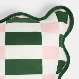 Ohs 2 X Scallop Edge Checkerboard Matte Velvet Cushion Covers - Pink/green - thumbnail 6