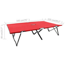 Berkfield Two Person Folding Sun Lounger Red Steel - thumbnail 8