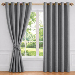 Aspire Homeware Charcoal Linen 100% Blackout Curtain Thermal Insulated Eyelet Curtain Pair (W)168Cm X (D)183Cm With Tie Back - thumbnail 9
